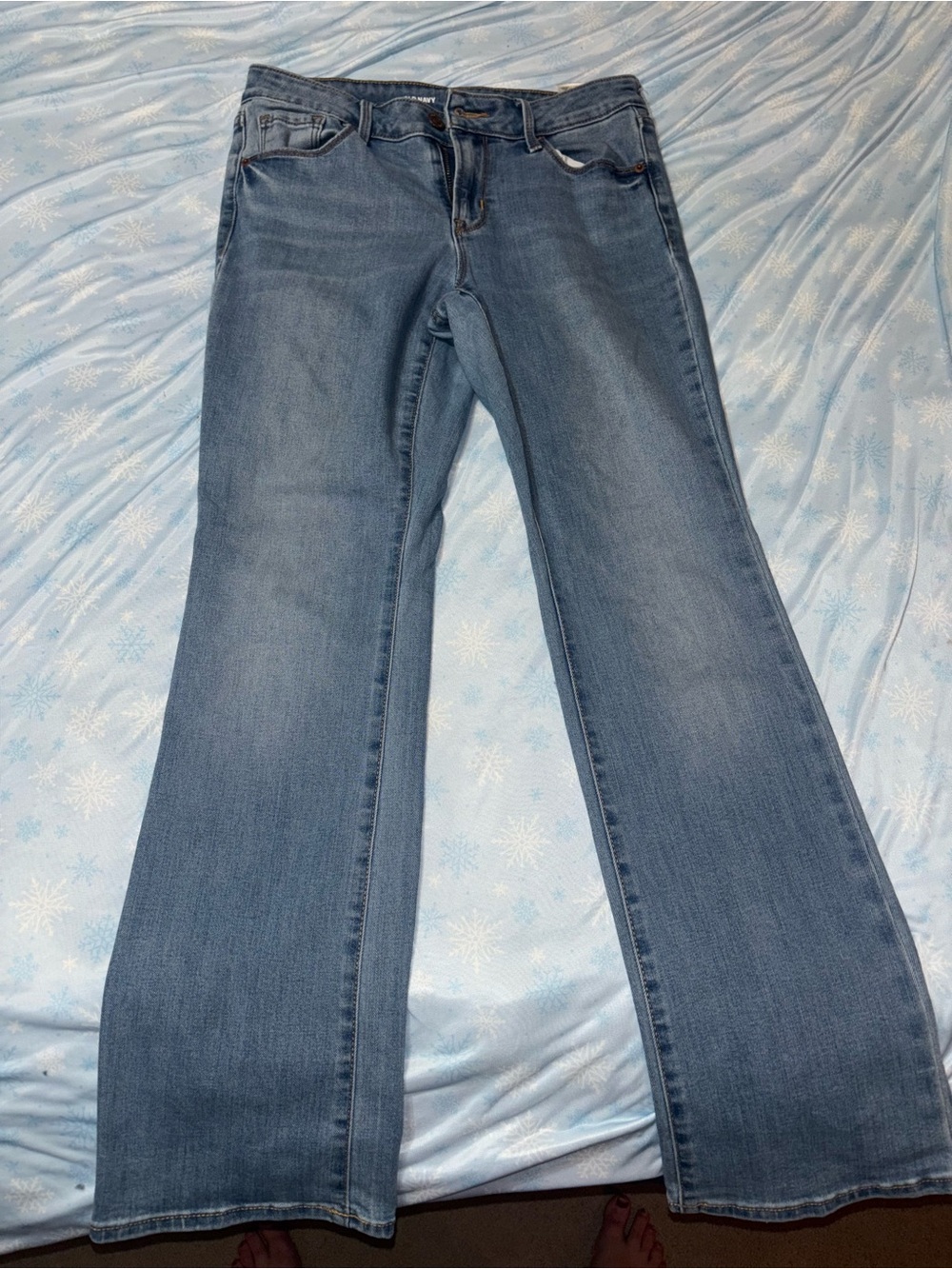 Old Navy Light Blue Mid-Rise Kicker Bootcut Jeans